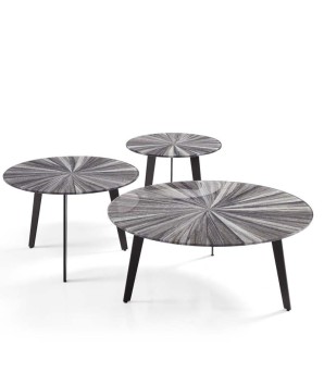 gamme RUMBA plateau céramique bois grisé pied métal design organique