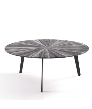 table basse ronde rumba céramique organique bois grisé vue face