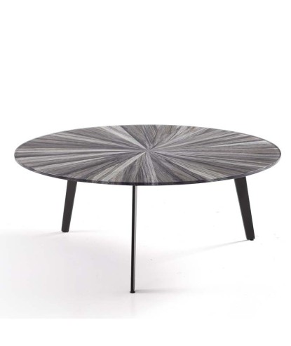 Table basse ronde RUMBA design organique Bois Grisé - Grand modèle