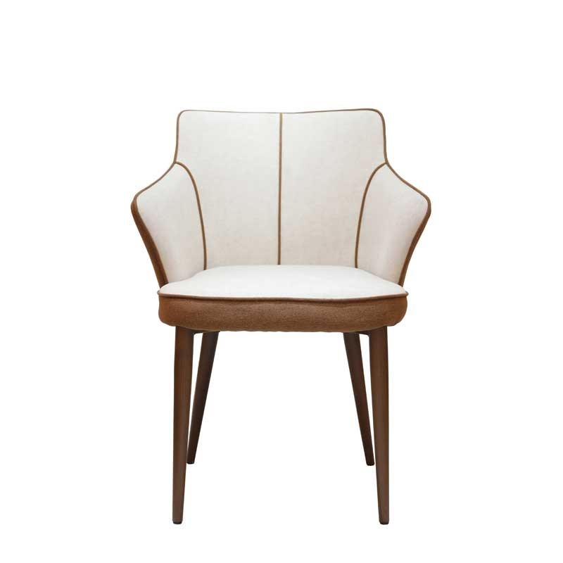 Lot de 2 fauteuils ANGELA tissu Beige-Moka Lot de 2 fauteuils ANGELA tissu Beige-Moka