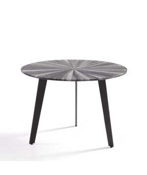 table basse petit modèle ronde rumba céramique organique bois grisé vue face