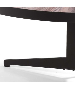 table basse ronde samba céramique dégradée marron détail pied métal