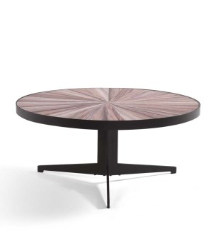 table basse ronde samba céramique dégradée marron pied métal
