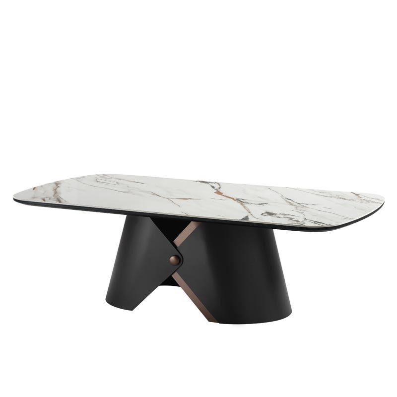 Table basse CELESTE céramique Jade Noir/Or
