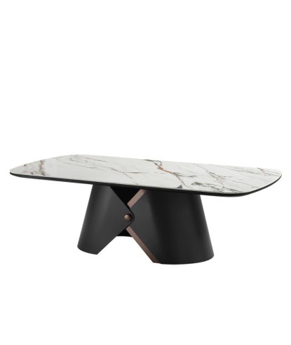 Table basse CELESTE céramique Jade Noir/Or