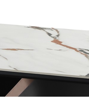 Table basse CELESTE – Céramique Jade Noir/Or design