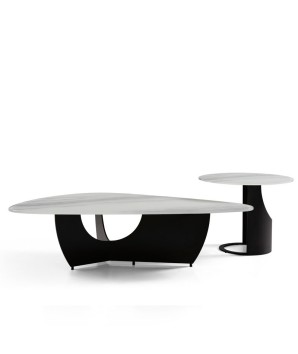 Gamme Table basse Coin canape ANGLET plateau verre marbre pied métal design industriel
