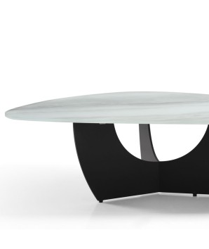 TABLE BASSE ANGLET détail plateau pierre jade pied métal gris 2