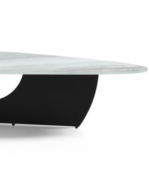 TABLE BASSE ANGLET détail plateau pierre jade pied métal gris 1