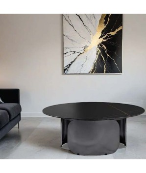 Table basse MALDIVES  céramique Jade Noir/Or