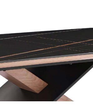 Table basse moderne ALLIAGE Chêne détail céramique Jade