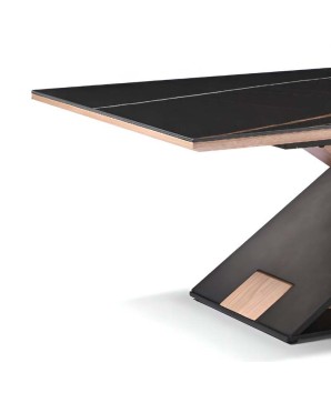 Table basse moderne ALLIAGE Chêne céramique Jade détail plateau