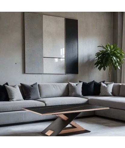 Table basse bois chêne et céramique jade ALLIAGE