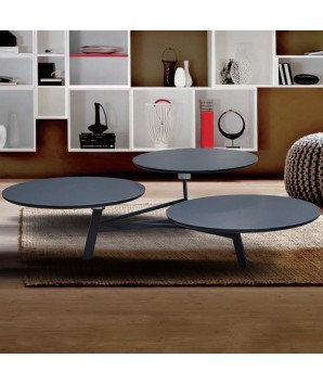 Table basse DISKO plateau pivotant céramique Carbone