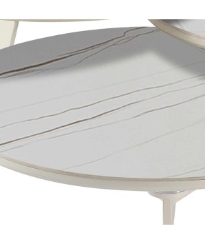 TABLE BASSE DISKO 3 plateaux pivotant JADE BLANCHE OR plateau céramique