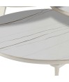 Table basse DISKO plateau pivotant céramique Jade Blanche/Or