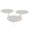 Table basse DISKO plateau pivotant céramique Jade Blanche/Or