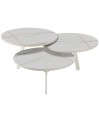 Table basse DISKO plateau pivotant céramique Jade Blanche/Or