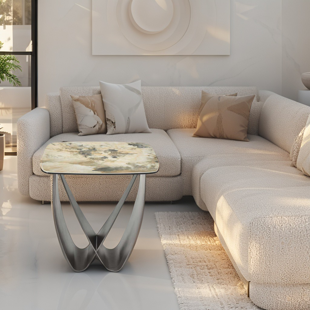 bout de canapé design neo futuriste OMEGA dans salon