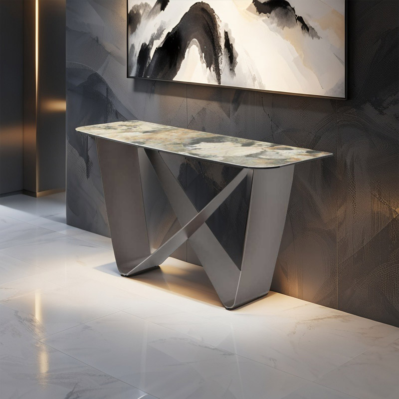 console omega design neo futuriste dans salon